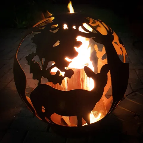 Robert Charles Garden Fire Ball 70cm Stag Design with Rust Finish