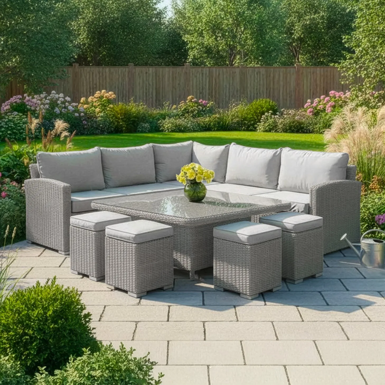 Bracken Outdoors Bracken Outdoors Richmond Square Rattan Corner Sofa Garden Furniture Set with Height Adjustable Table — view 2 of 11