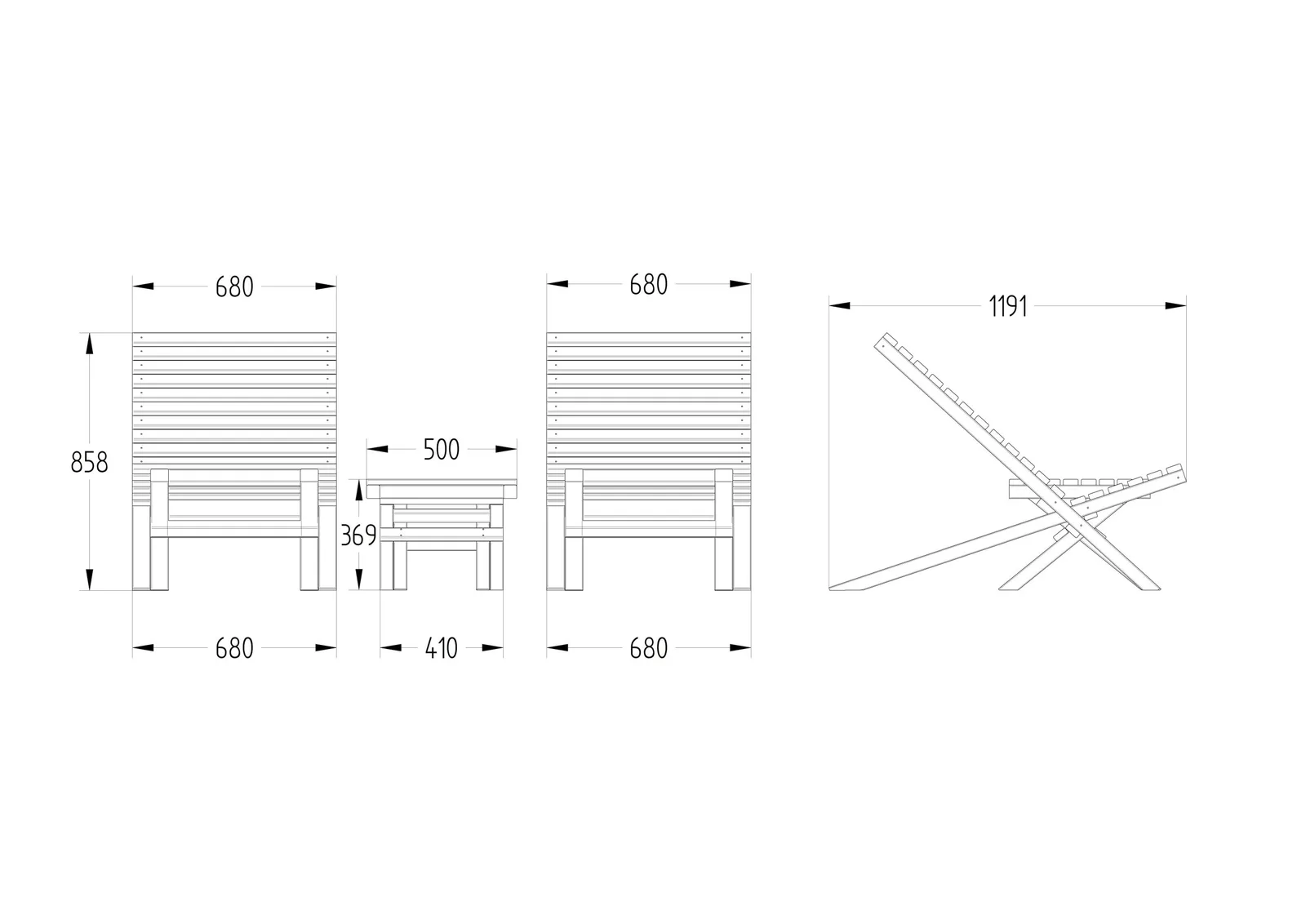 Slatted Chairs & Table set — view 3 of 9