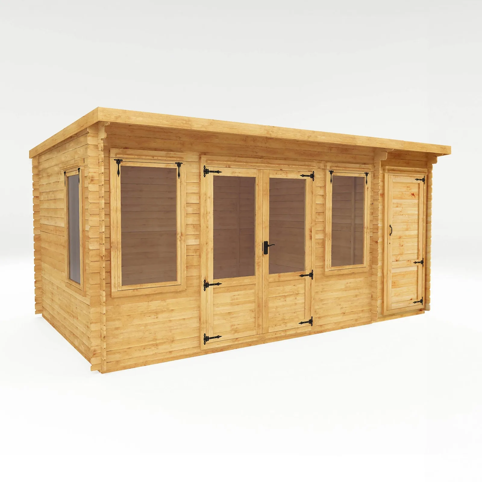 Mercia Garden Products Value 19mm Pent Log Cabin with Side Shed — view 2 of 2