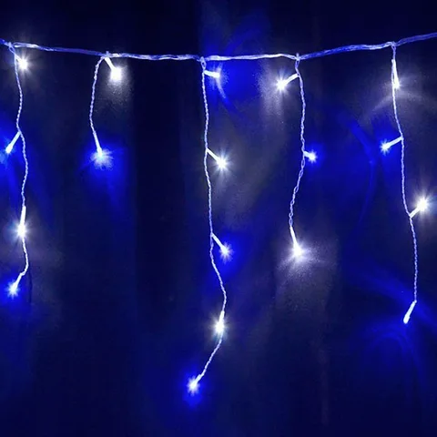 Noma Noma Christmas 240, 360, 480, 720, 960 Snowing Icicle LED Lights with White Cable- White/ Ice Blue