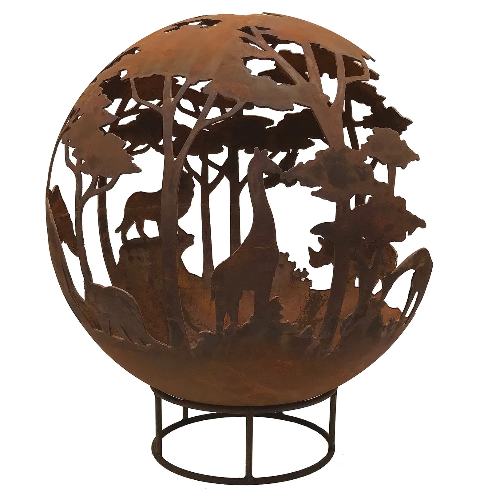 Robert Charles Garden Fire Ball 70cm Safari Design with Rust Finish — view 2 of 3