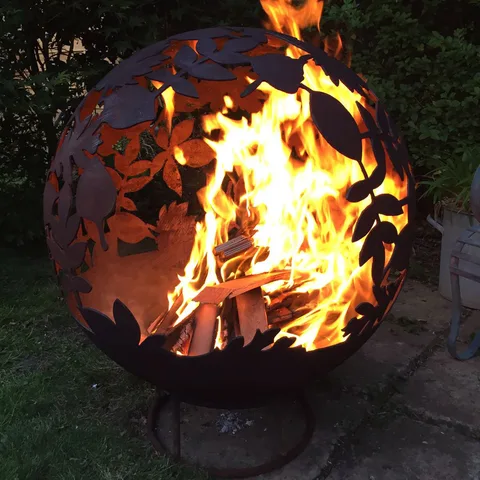 Robert Charles Garden Fire Ball 70cm Leaf Design with Rust Finish — view 2 of 8