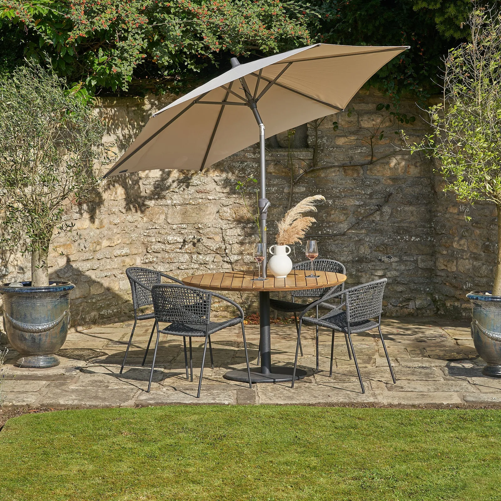 Platinum Platinum Riva 2.5m Round Crank and Tilt Champagne Garden Parasol — view 2 of 6