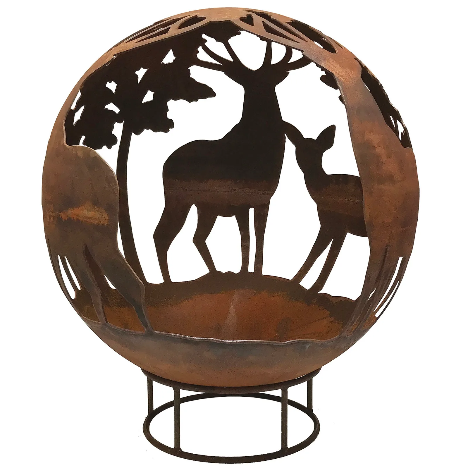 Robert Charles Garden Fire Ball 70cm Stag Design with Rust Finish — view 2 of 4