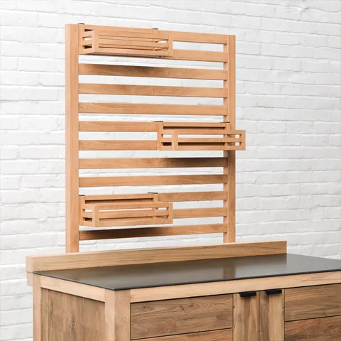 Draco Grills Draco Grills Teak Modular Outdoor Kitchen Add-On Slatted Shelf with Storage Boxes