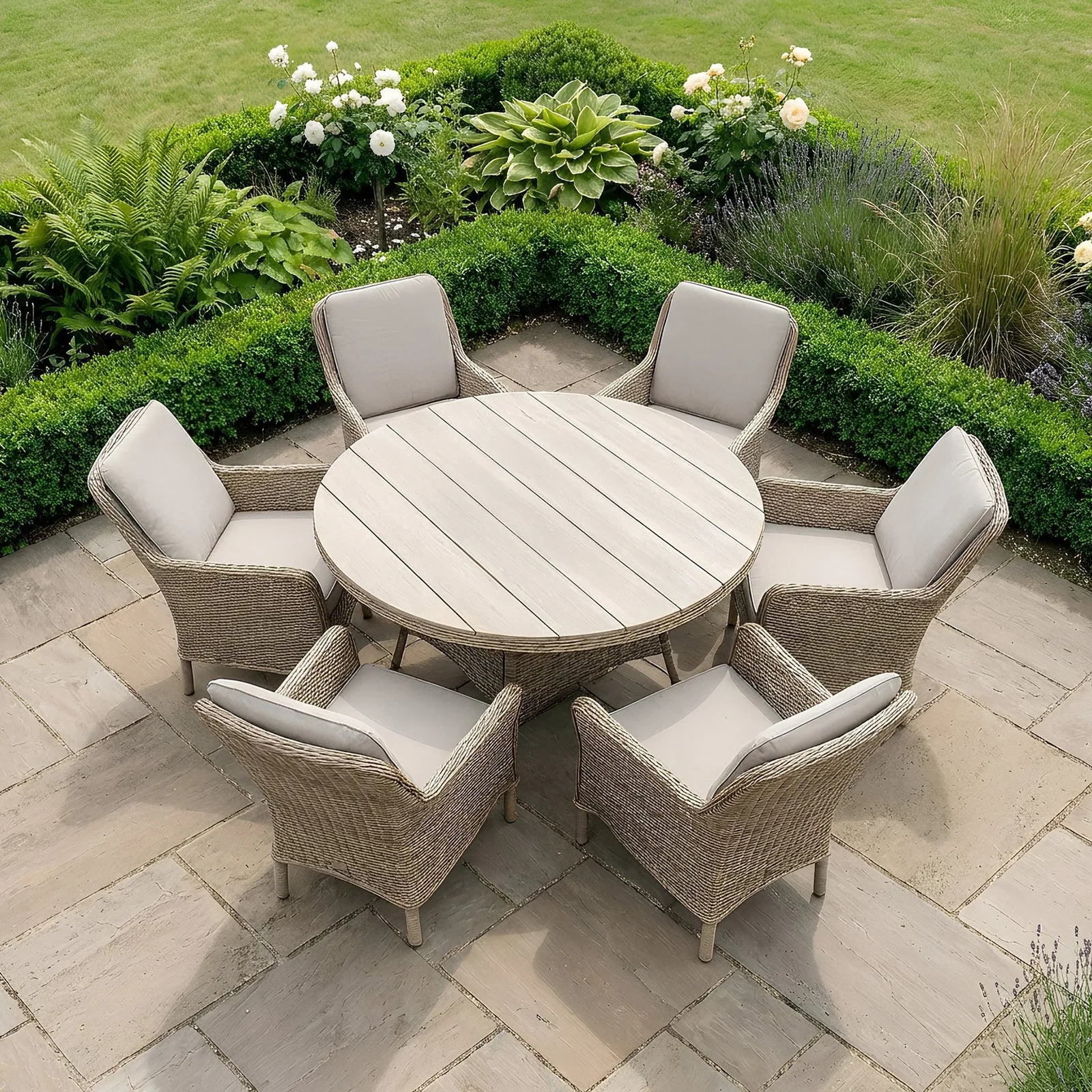 Bracken Outdoors Bracken Outdoors Ashford Weave 6 Seat Round Dining Rattan Garden Furniture Set — view 2 of 5