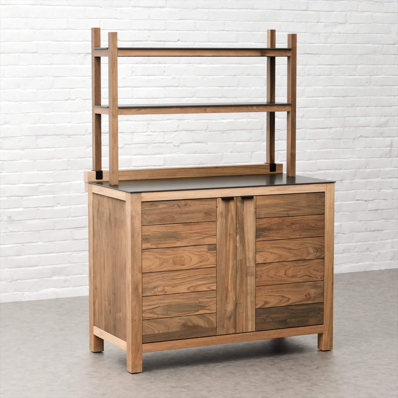Draco Grills Draco Grills Teak Modular Outdoor Kitchen Add-On Double Shelf with Ceramic Top — view 2 of 4