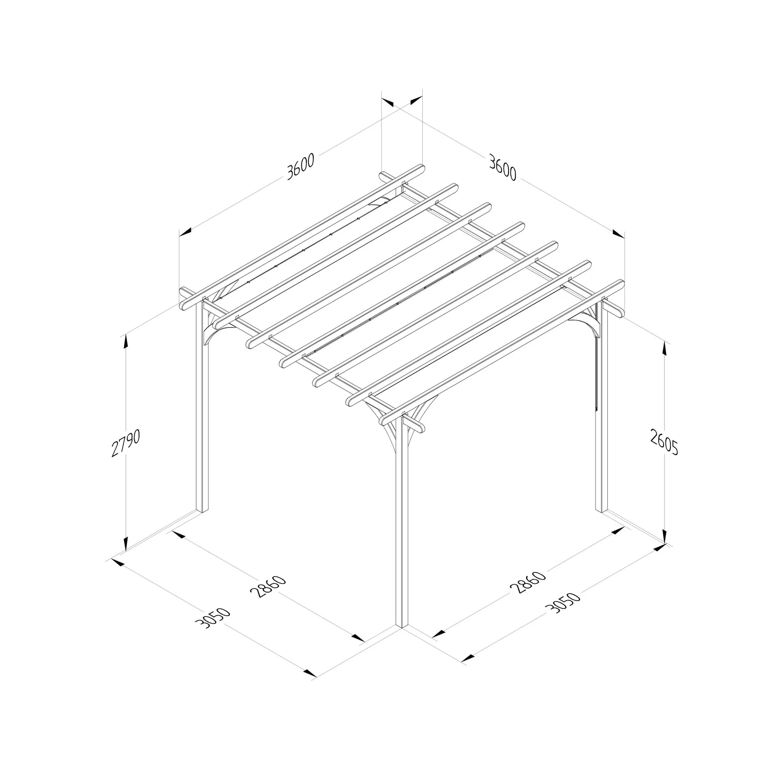 Ultima Pergola – 3.6 x 3.6m with Canopy — view 3 of 4