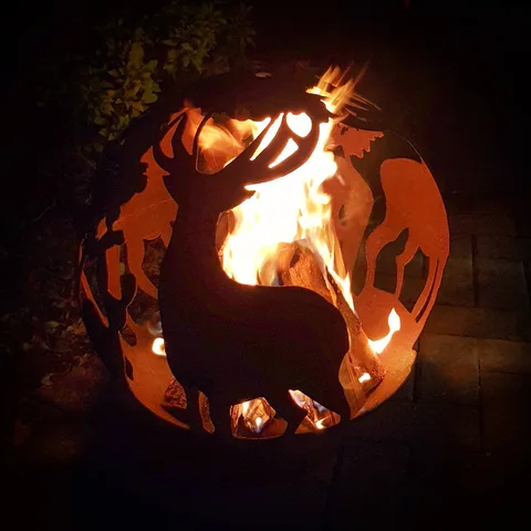 Robert Charles Garden Fire Ball 50cm Stag Design with Rust Finish