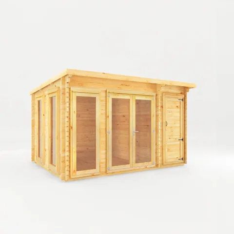 Mercia Garden Products The Studio Pent Log Cabin with Side Shed