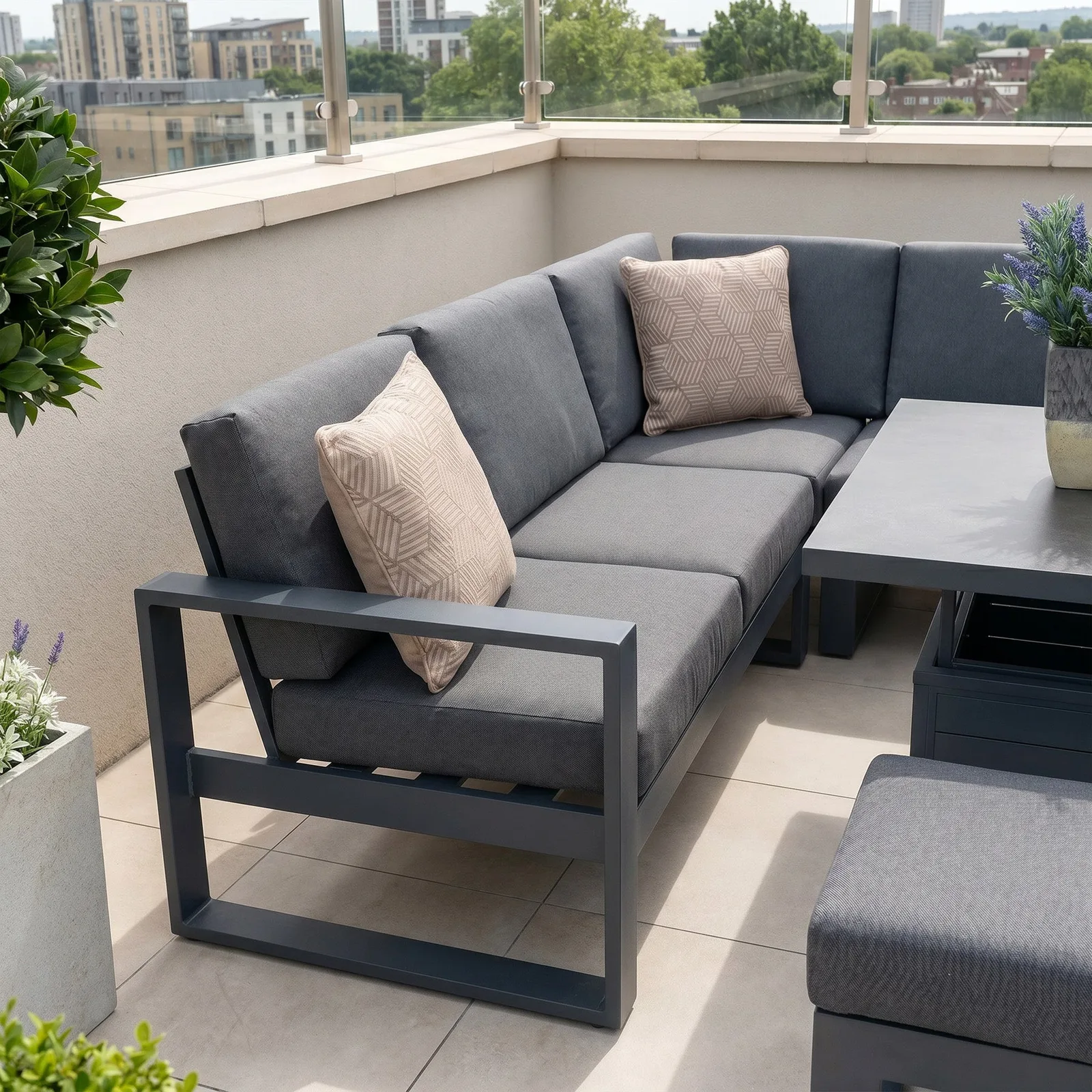 Bracken Outdoors Bracken Outdoors Portland Aluminium Compact Corner Garden Furniture Set with Adjustable Table — view 2 of 7