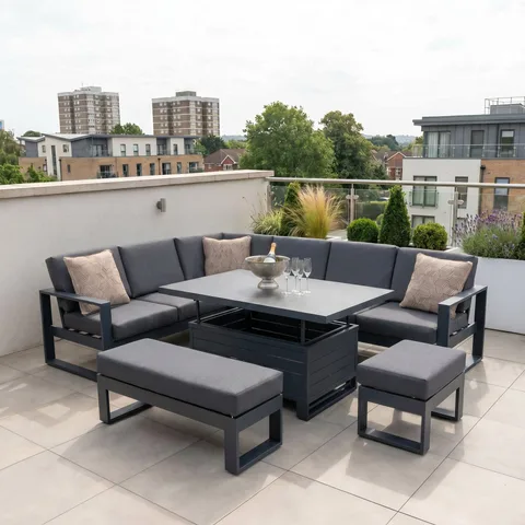 Bracken Outdoors Bracken Outdoors Portland Aluminium Corner Garden Furniture Set with Adjustable Table