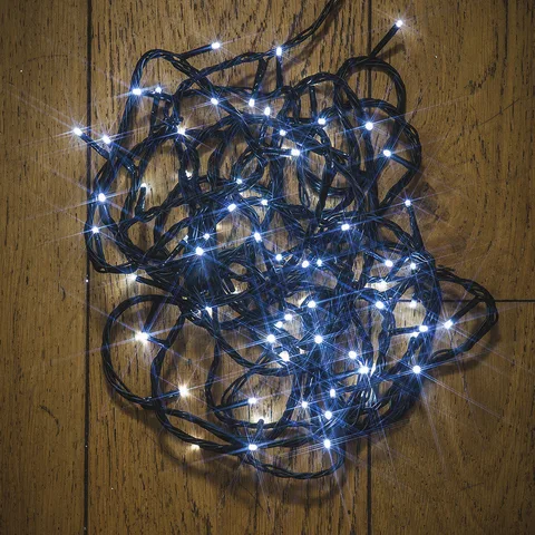 Noma Noma Christmas 80, 120, 180, 240, 360, 480, 720, 1000 Multifunction LED Lights with Green cable and Timer - Bright White