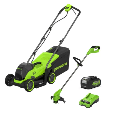 Greenworks Greenworks 24V 33cm Cordless Brushless Lawnmower and 25cm Line Trimmer Kit