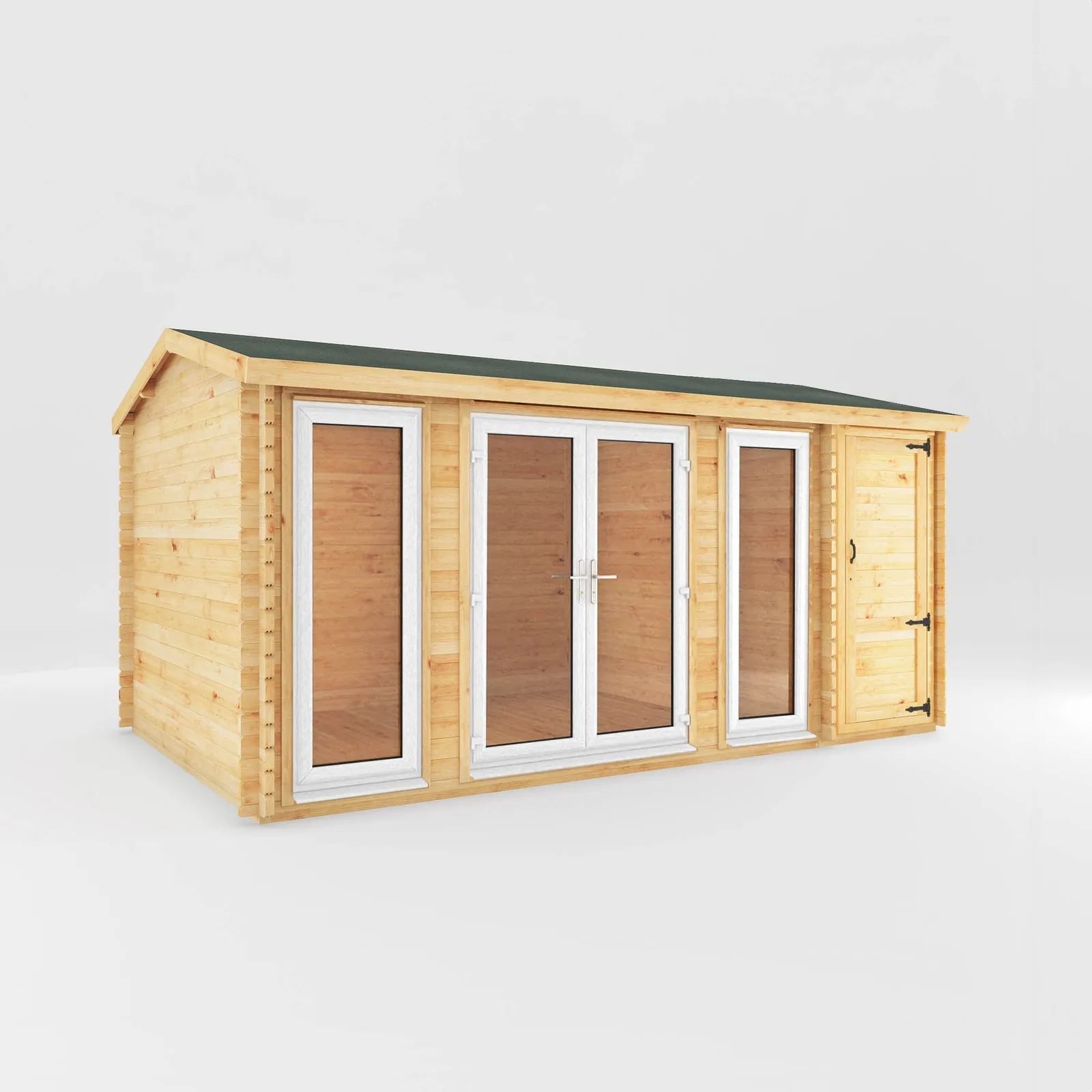 Mercia Garden Products The Home Office Studio Log Cabin with Side Shed — view 2 of 8
