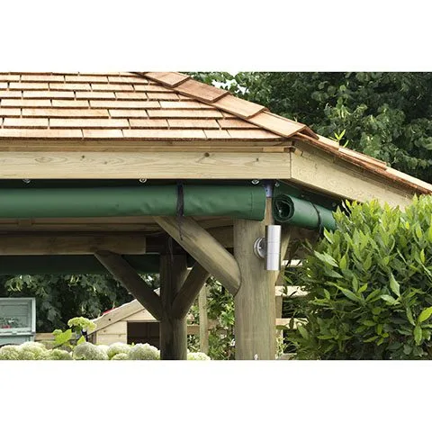 3m Premium Hexagonal Wooden Garden Gazebo Curtains – Green — view 2 of 3