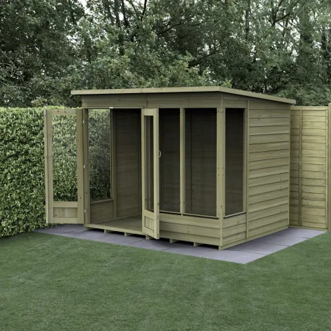 4LIFE Pent Summerhouse 8×6 – Double Door – 4 Window