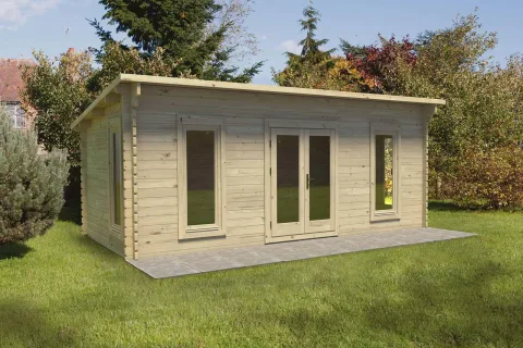 Arley 6.0m x 3.0m Log Cabin Double Glazed 24kg Polyester Felt, No Underlay