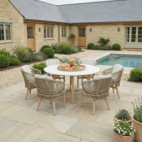 Bracken Outdoors Bracken Outdoors Fairford Eucalyptus Wood and Rope 6 Seat Round Dining Set