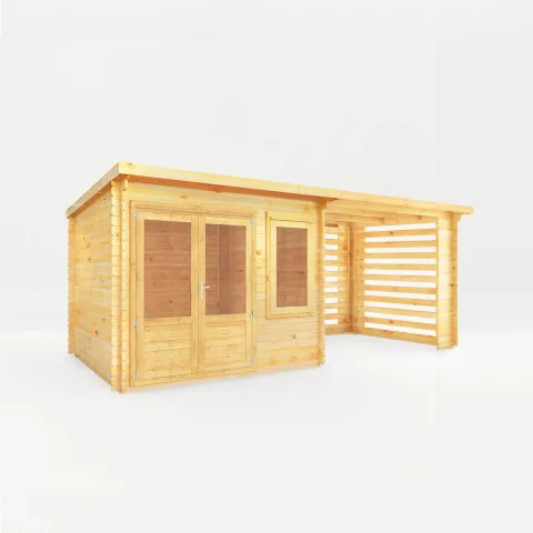 Mercia Garden Products 6m x 3m Elite Pent Log Cabin With Slatted Area - 28mm