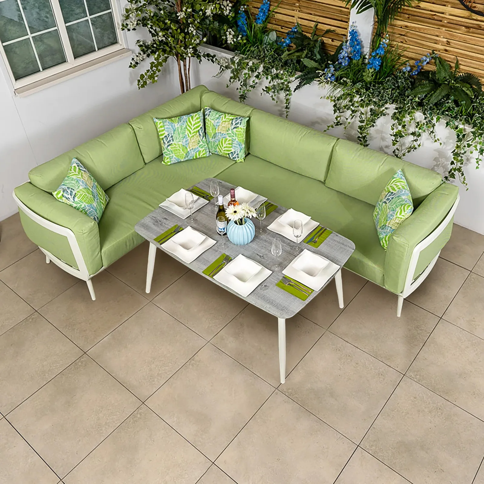 Bracken Outdoors Bracken Outdoors Fiji White Aluminium Corner Sofa Casual Dining Garden Furniture Set — view 2 of 4