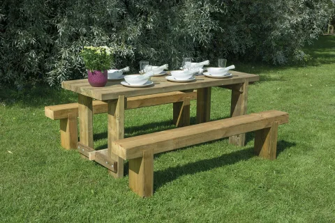 Refectory Table and Sleeper Bench Set – 1.8m