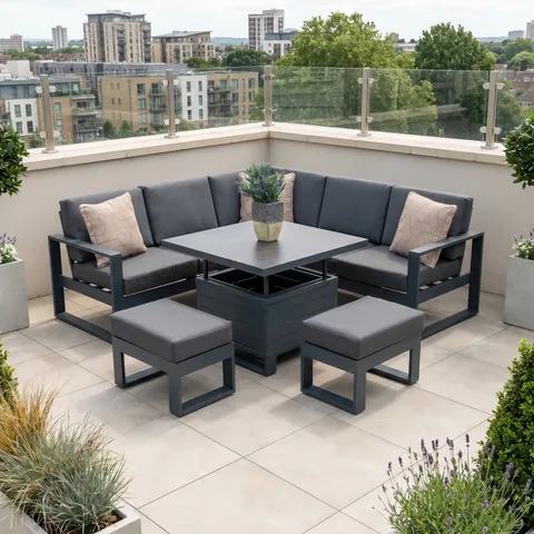 Bracken Outdoors Bracken Outdoors Portland Aluminium Compact Corner Garden Furniture Set with Adjustable Table
